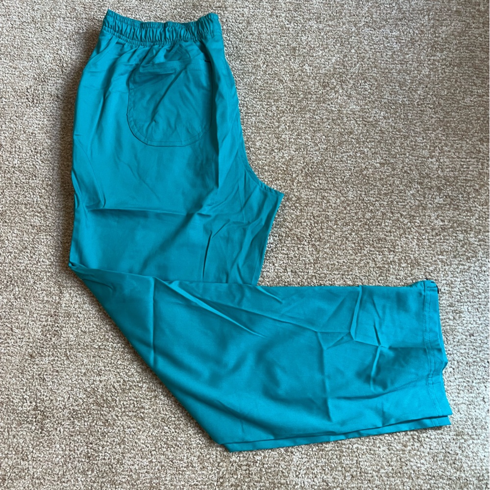 Happy Scrubs Teal Drawstring Bootcut Women’s Scrub Pants, Medium Petite